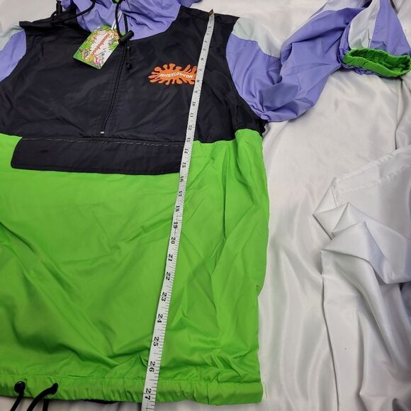 NEW Nickelodeon 90s TV shows color block quarter zip windbreaker jacket L - Picture 8 of 9